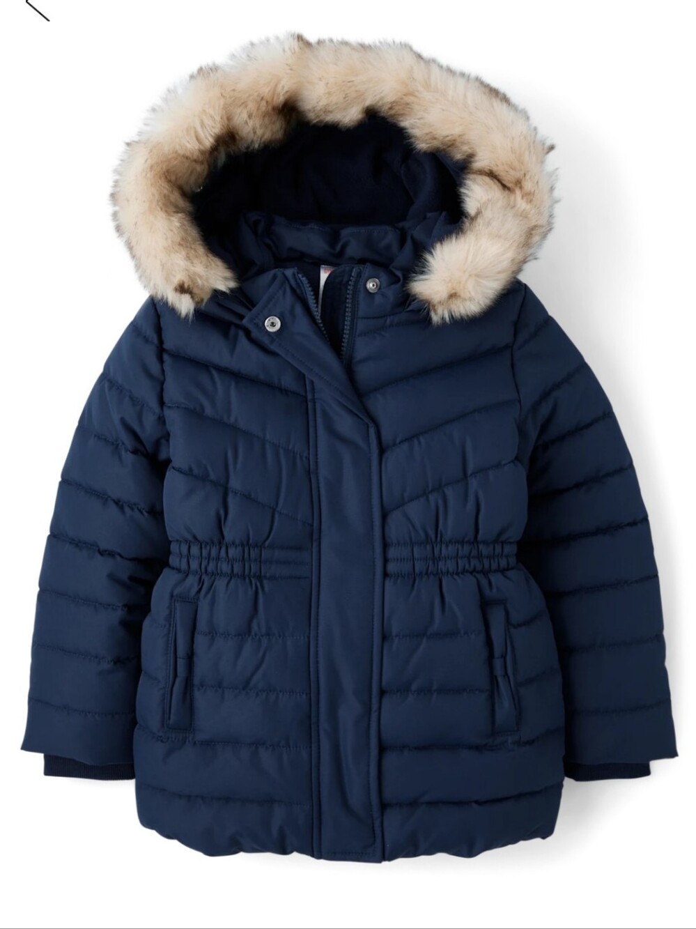 NWT GymboreeGirls' Navy Faux-Fur Trim Puffer Coat, Size 4T